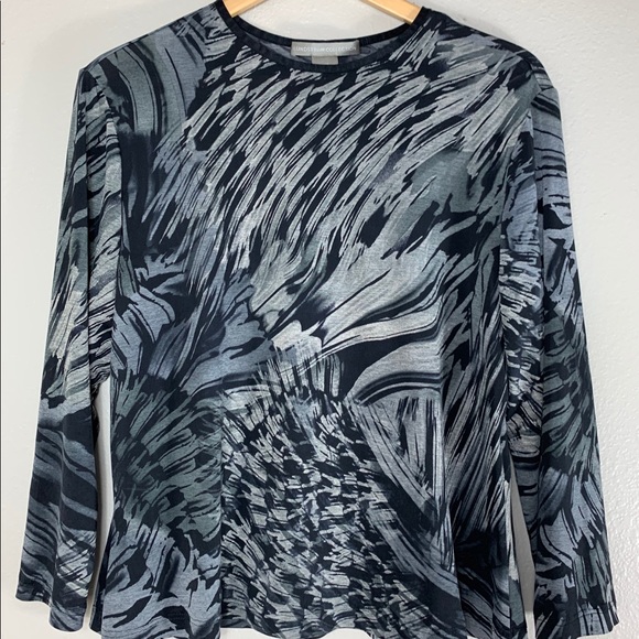 Lundstrom Collection Gray Stretch Floral Blouse L - Picture 1 of 5